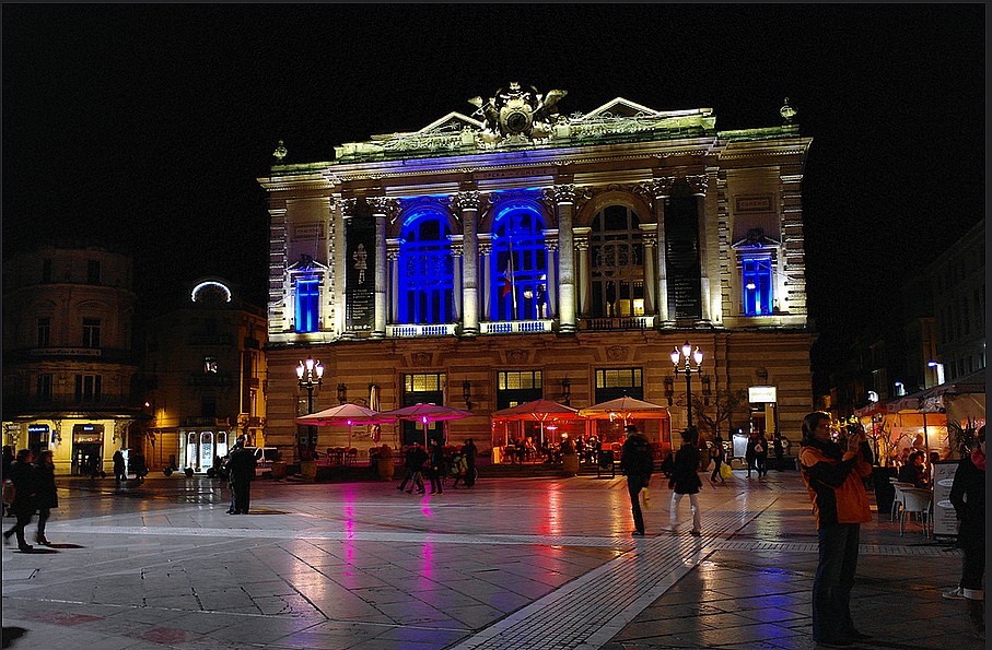 Opéra Montpellier la nuit